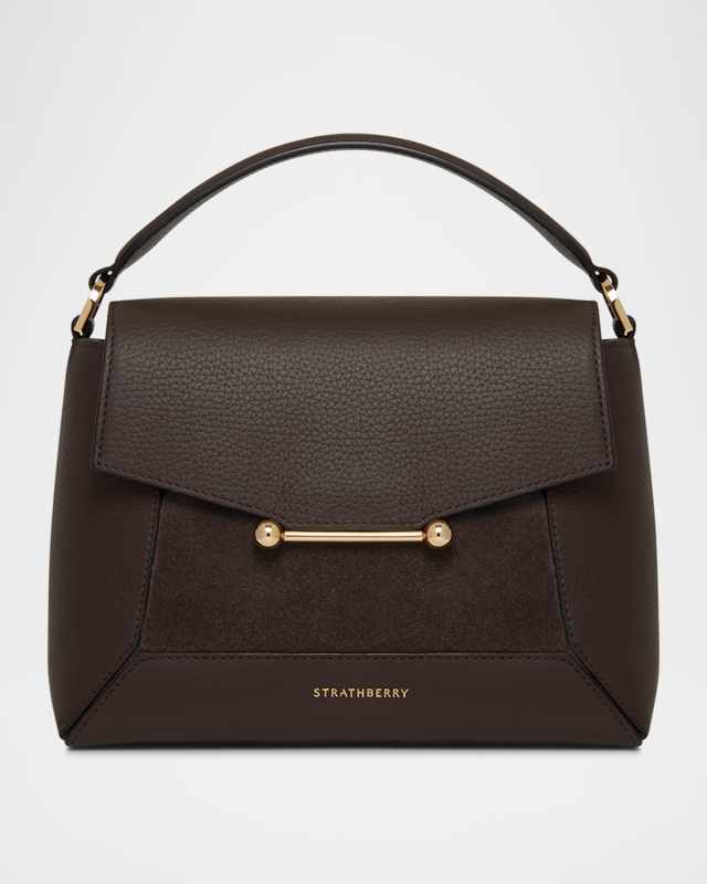 Mosaic Grain Leather Top-Handle Bag